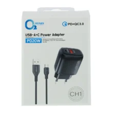 شارژر دیواری اکسیژن مدل CH1 به‌ همراه کابل تبدیل USB-C | مشکی